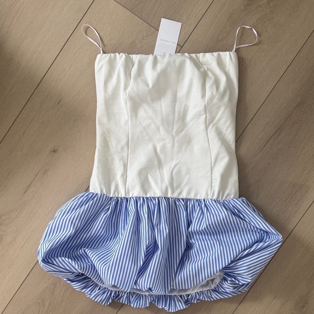 White and Blue Striped Dress